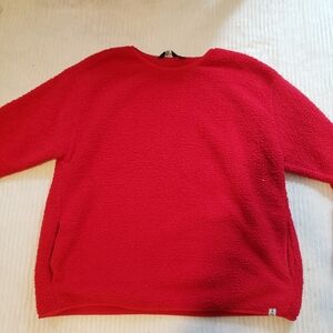 Lands' End Women's Vibrant Red Crew Neck Fuzzy Sweater XL